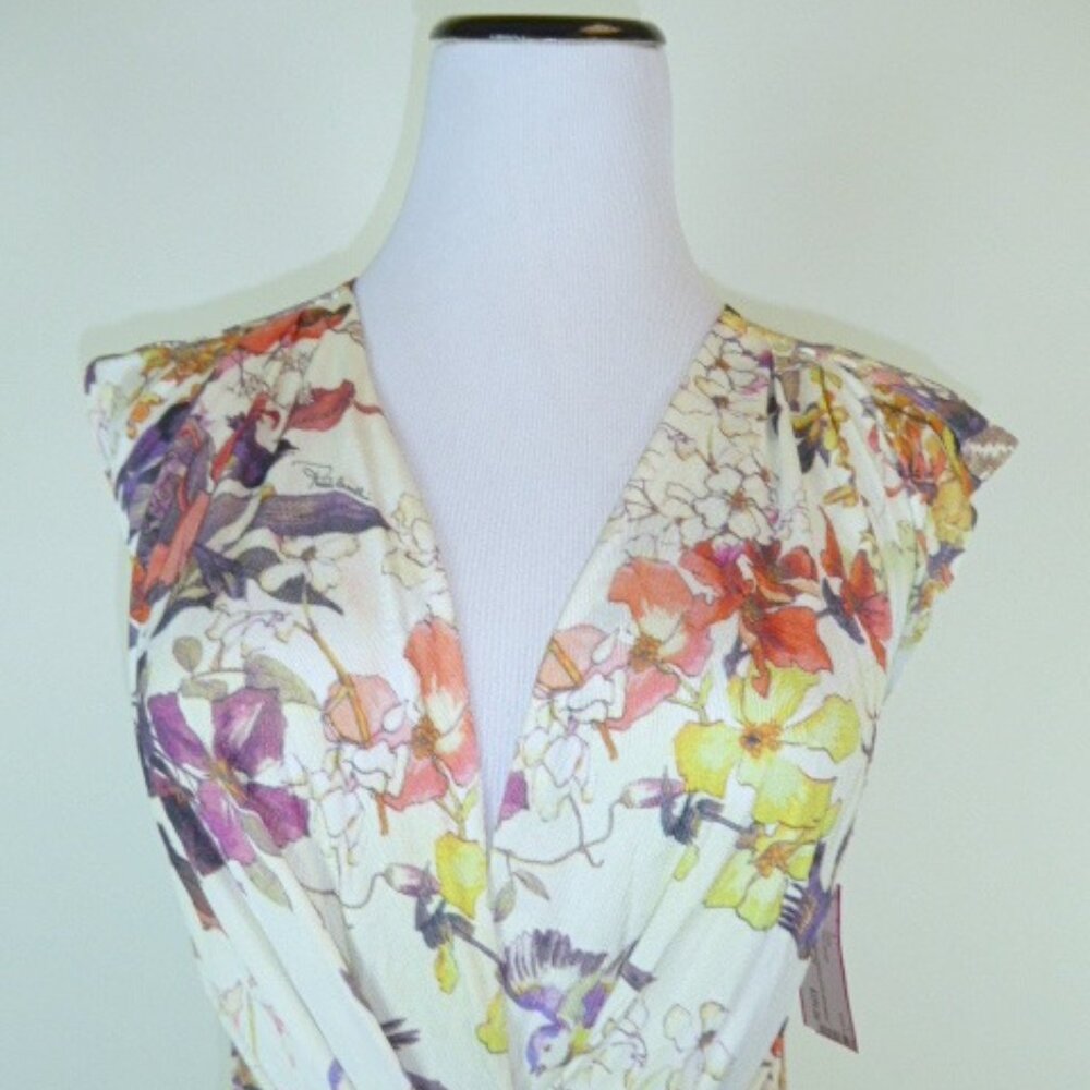 Roberto Cavalli Vibrant Floral Midi Dress - Purple, Yellow, Orange - Picture 6 of 10